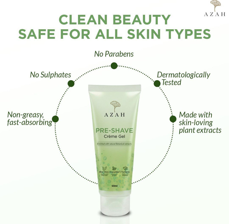 AZAH Pre-Shave Gel For Women With Aloe Vera & Cucumber| Best for Smooth Facial Shaves(50 ml)