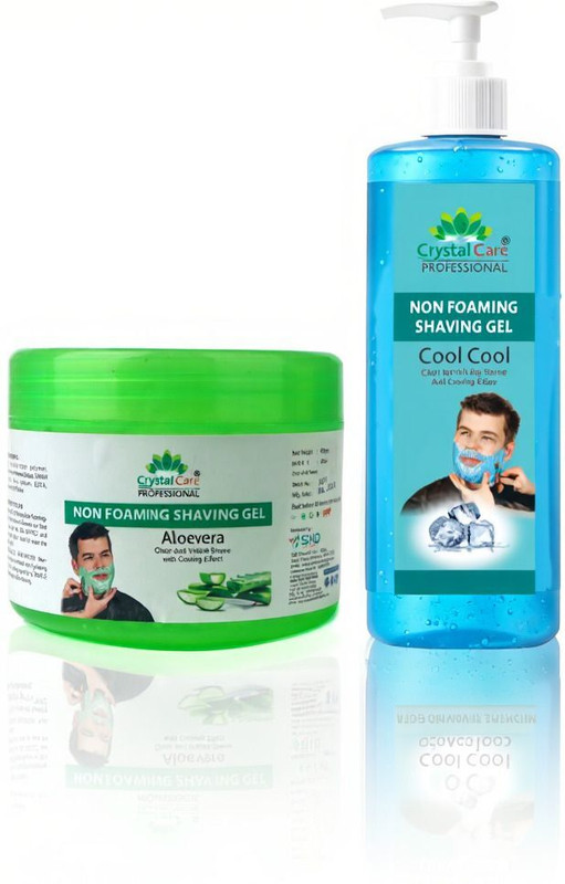 Crystal Care Non Foaming Shaving Gel Cool Cool & Aloe Vera for Men 400g+500g(900 g)