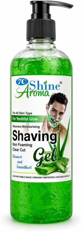 7C shine aroma Shaving Gel for Men 500 ml | Aloe Vera | Non Foaming Clear Shave | Smooth(500 ml)