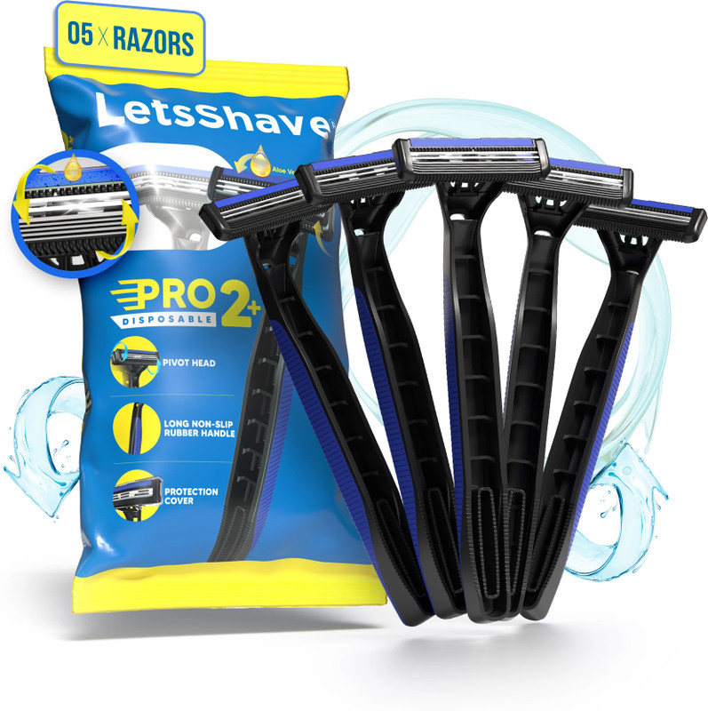 LetsShave Pro 2 Plus Disposable Razor - Open Flow Cartridge Razor (Pack of 10), Men(Pack of 10)