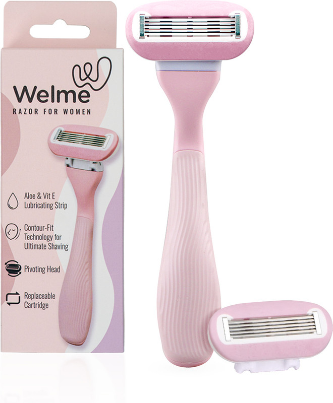 WELME Body Razor for Sharp & Smooth Shave 5 Blade Cartridge Pink, Women
