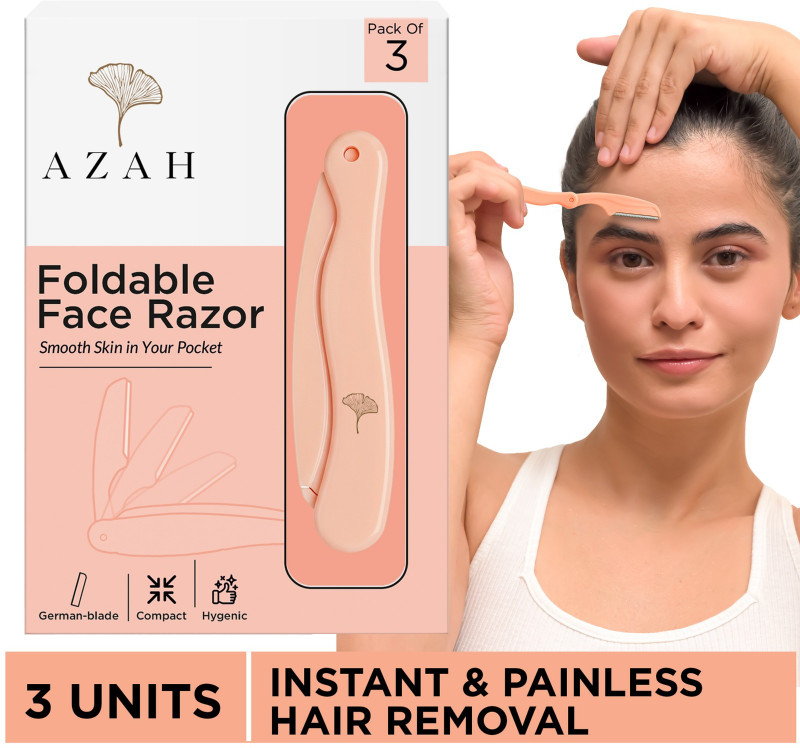 AZAH Foldable Face Razor for Woman | Face & Eyebrow Razor with German Steel Blade |, Women(Pack of 3)