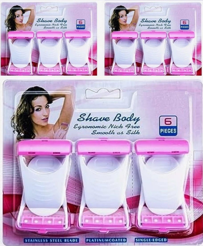 Glowrx Women's Plastic Skin Hair Remover Safty Stainless Blade, Women(Pack of 12)