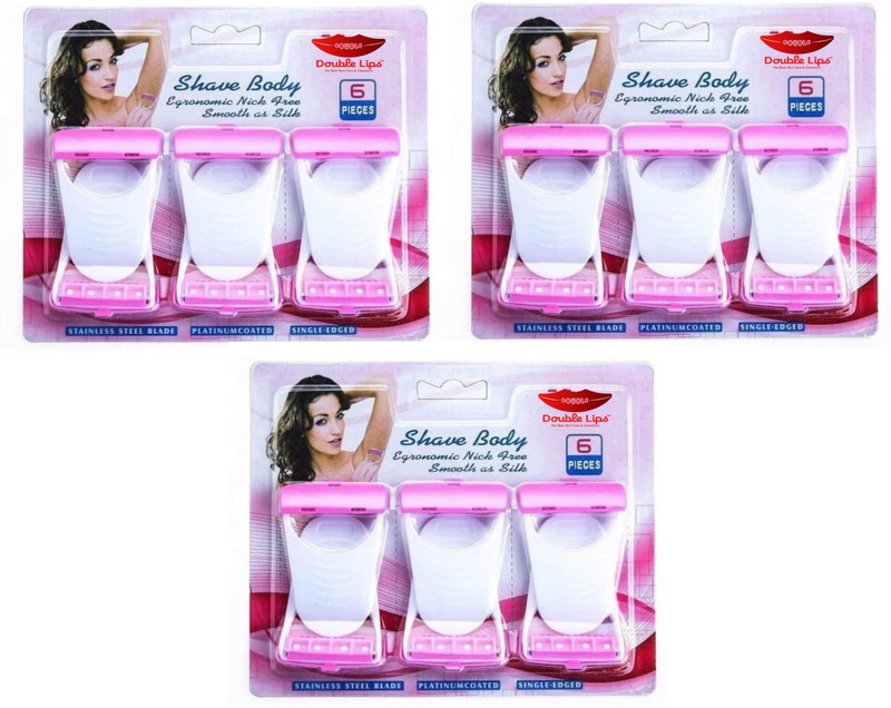 DOUBLE LIPS BODY SHAVE & BIKNI RAZERS FOR WOMEN 6 BLADES PACK OF 3, Men & Women(Pack of 18)