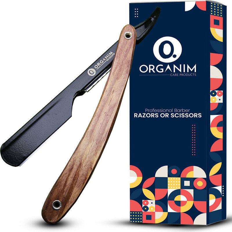 Organim care products Classic Wood Handle Barber Ustra Premium Stainless Steel Ustara for Salon Shave, Men & Women