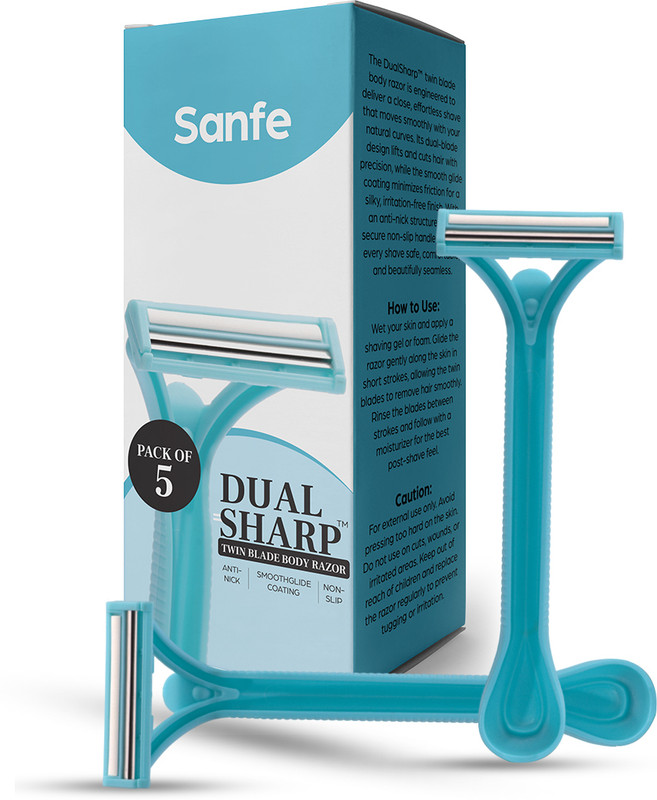 Sanfe Dual Sharp Twin Blade Body Razors, Men & Women(Pack of 5)