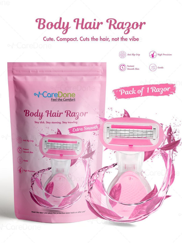 CareDone Mini Bikini Razor for Sensitive Areas – Small Body Hair Trimmer for Women, Women