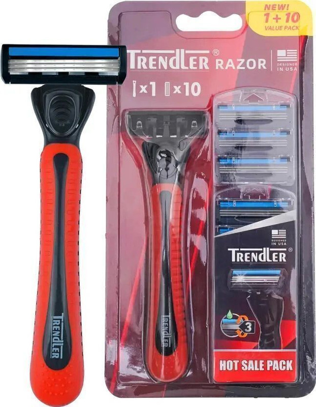 Smith 3 Blade Shaving Razor for Men with 1 Handle & 10 Cartridges Smooth & Clean Shave, Men