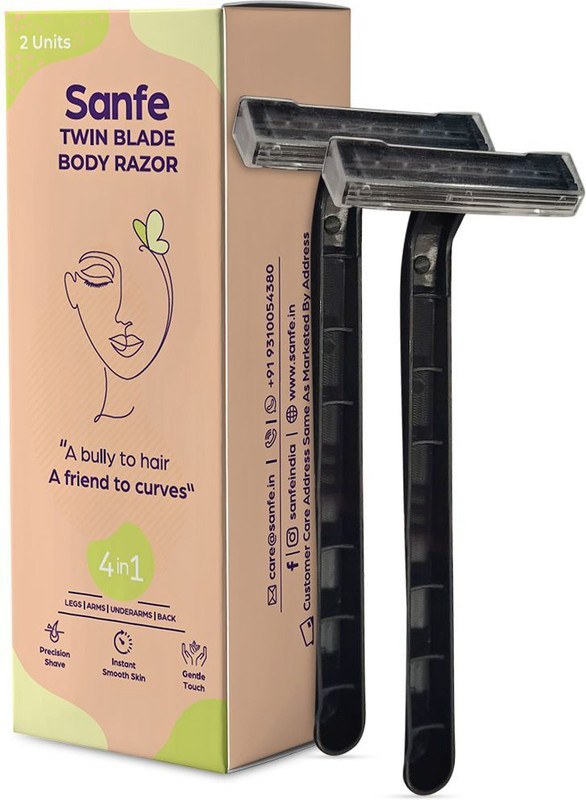 Sanfe Disposable Hair Removal Razor | 2-Blade with Aloe Vera for Legs, Arms & Bikini, Women(Pack of 2)