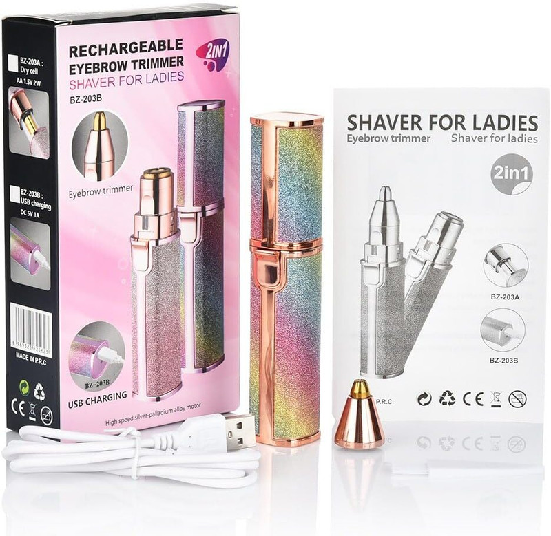 KNT 2 IN 1 Eyebrow Trimmer For Women Hair Curler(RAINBOW)
