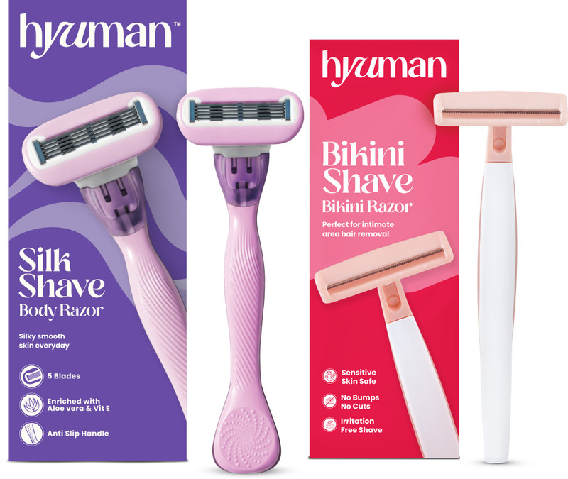 Hyuman Silkshave + Bikini Razor Pack of 1, Women(Pack of 2)