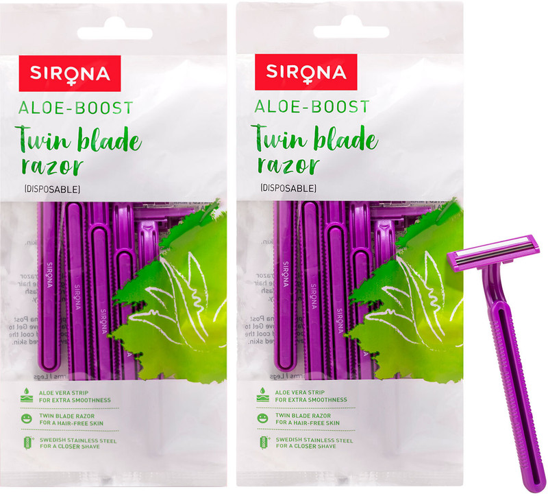 SIRONA Aloe-Boost Disposable Body Hair Removal Razor with Aloe Vera Strip, Women(Pack of 10)