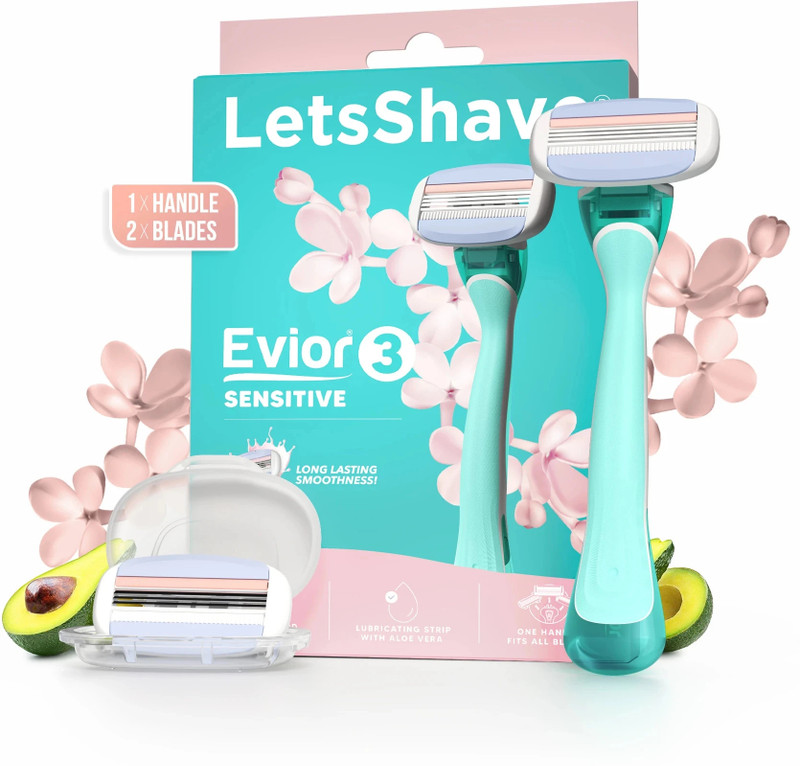 LetsShave Evior 3 Sensitive women Razor, Aloe, Vitamin-E Oil, Full Body Hair Removal tool, Women