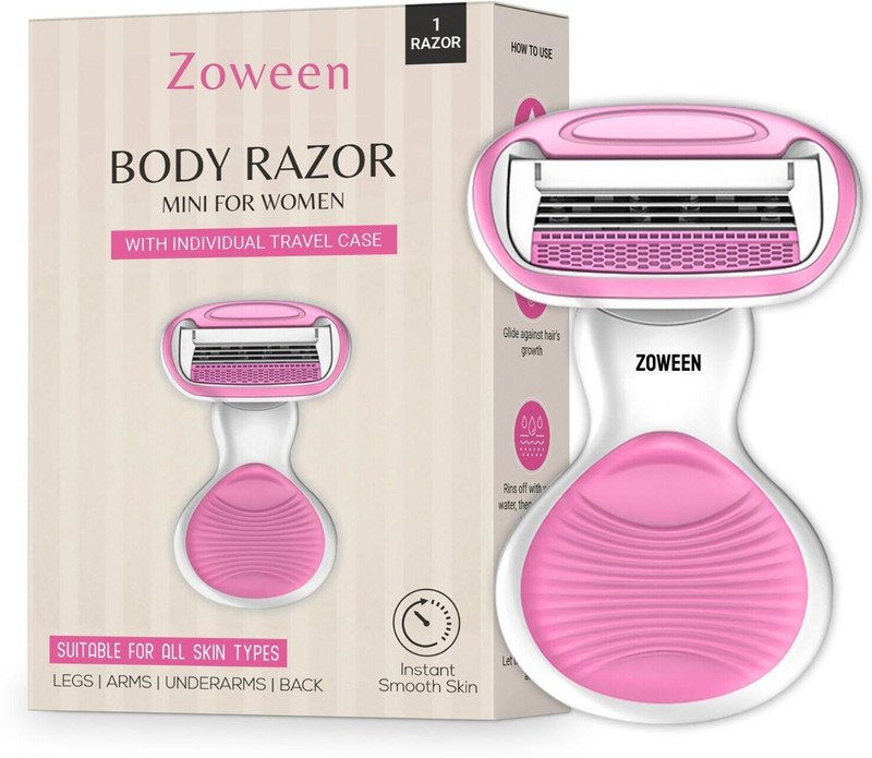 zoween Body Razor for Women's Hair Removal | with Aloe Vera & Vit E| With Travel Case, Women