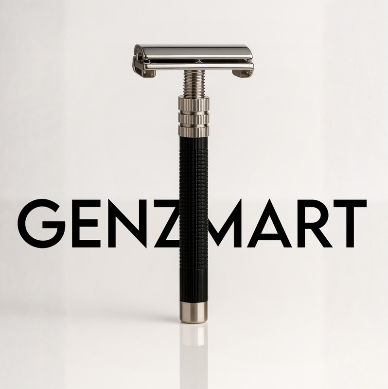 GenZmart Premium Brass Double Edge Safety Razor for Men with Long Anti-Slip Handle, Men
