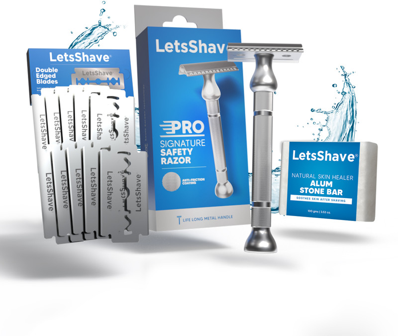 LetsShave Pro Signature DE Safety Razor for Men (+10 Blades) | Double Edge Classic Razor, Men(Pack of 11)