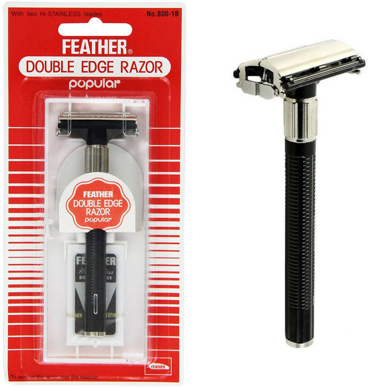 Feather Double Edge Razor Popular With 2 Blades- Made In Japan, Men