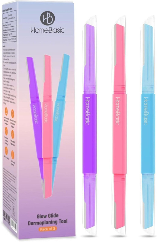 HOMEBASIC Glow Glide Dual Head Facial Razor Safe And Smooth Hair Removal Tool For, Women(Pack of 3)