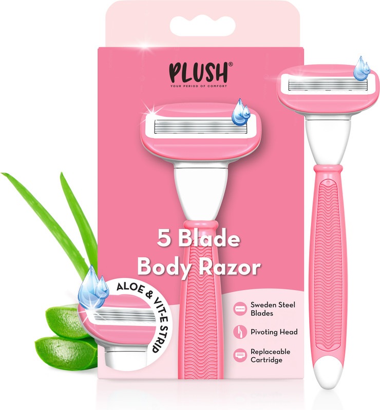 PLUSH 5 Blade Body Razor with Aloe vera for smooth shave (replacable cartridges), Women