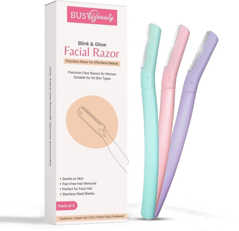 Busy Beauty Flawless Reusable Face Razor for Woman| Eyebrow & Facial razor, Women(Pack of 3)