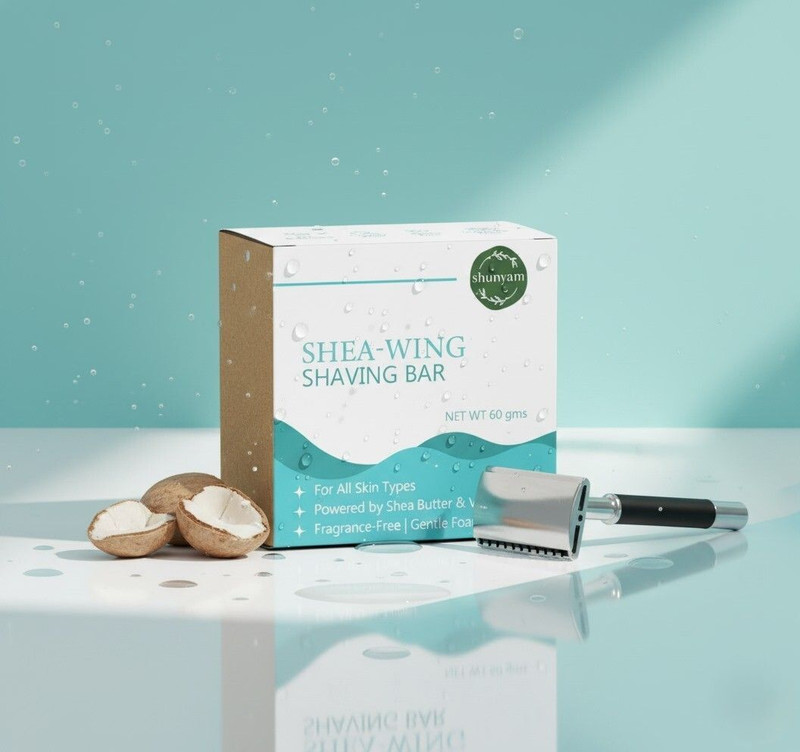 Shunyam Shea-Wing Shaving Bar for Men|Soap-Free, Moisturizing & Gentle Shave|Travel Box Shaving Soap(40 g)