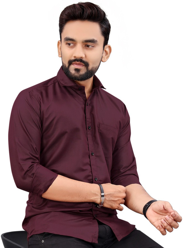 NIVICK Men Solid Formal Maroon Shirt - 78% off at DetectaDeal