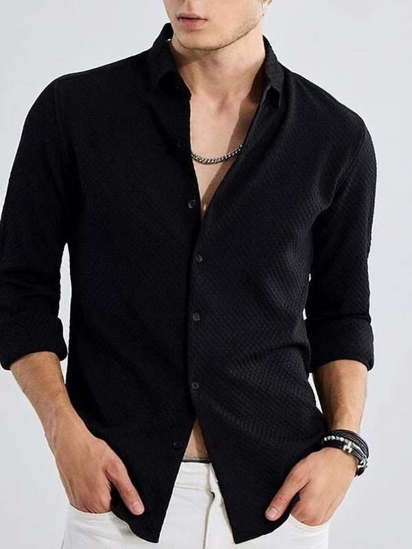 HARI TRENDZ CLOTHING Men Self Design Casual Black Shirt