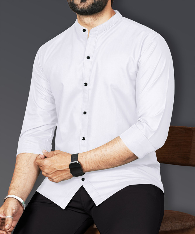 VeBNoR Men Solid Casual White Shirt