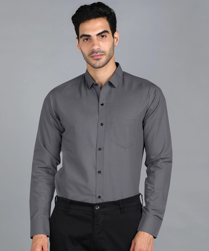 STONEBERG Men Solid Casual Grey Shirt