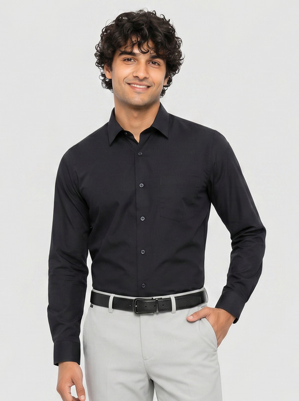 Blackberrys Men Solid Formal Grey Shirt