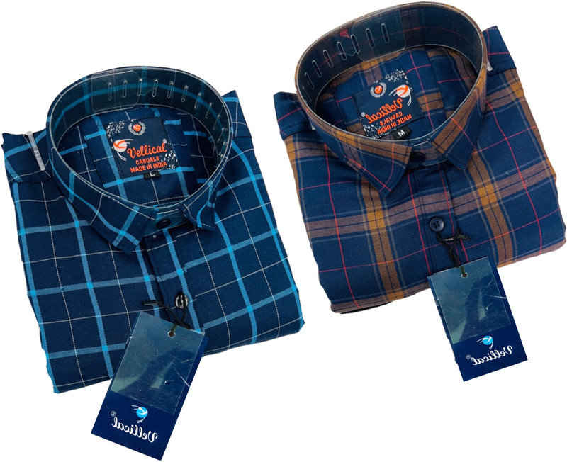 Vellical Men Checkered Casual Multicolor Shirt(Pack of 2) - 70% off at DetectaDeal