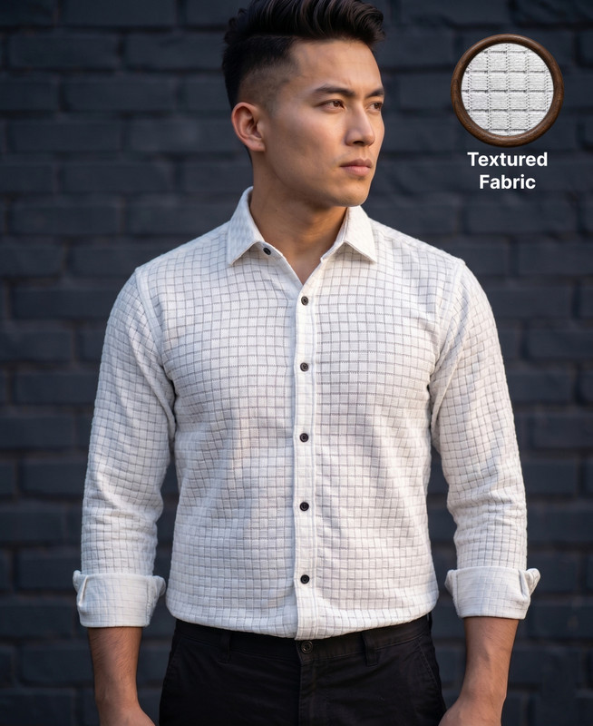 JCCLOATHINGMART Men Checkered Party White Shirt