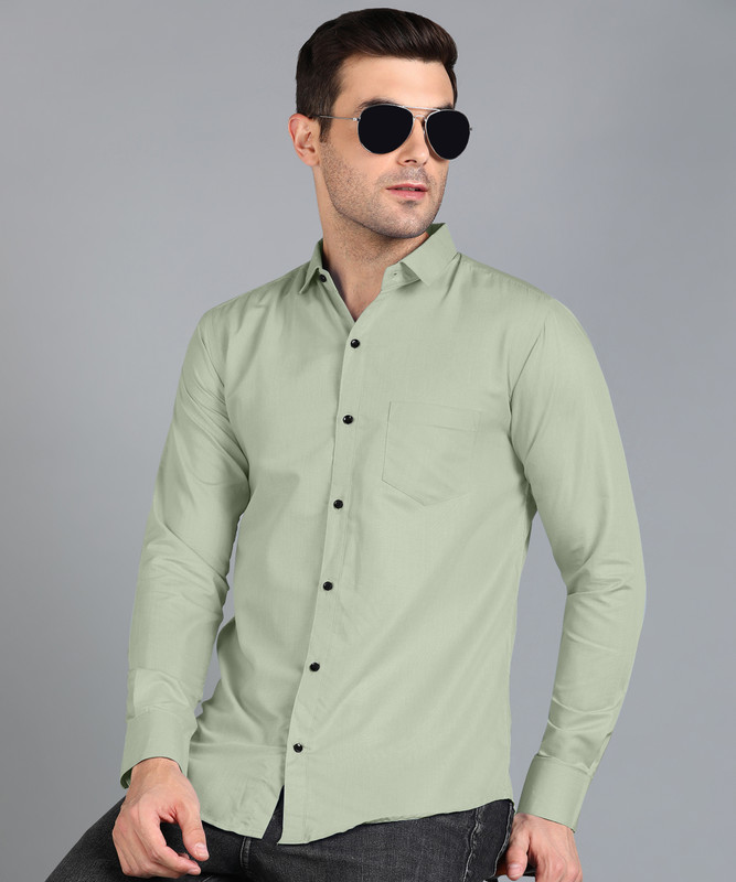 STONEBERG Men Solid Casual Light Green Shirt