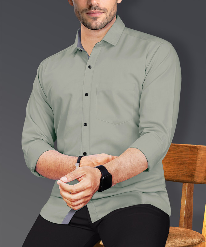 VeBNoR Men Solid Casual Light Green Shirt - 84% off at DetectaDeal