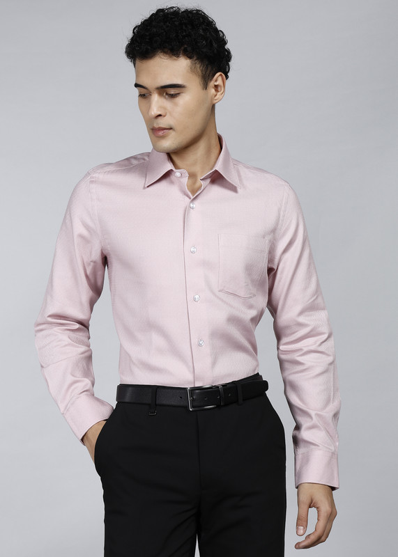 Blackberrys Men Self Design Formal Pink Shirt