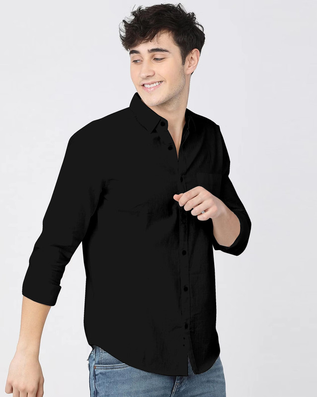 VRLOOKS Men Checkered Formal Black Shirt