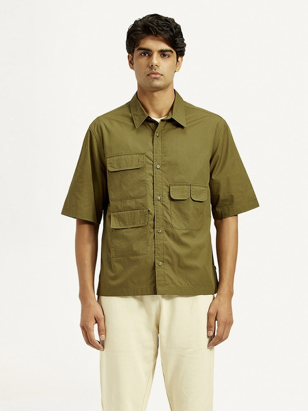 LEVI'S Men Solid Casual Green Shirt