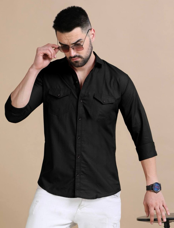 Mihit Lifestyle Men Solid Casual Black Shirt