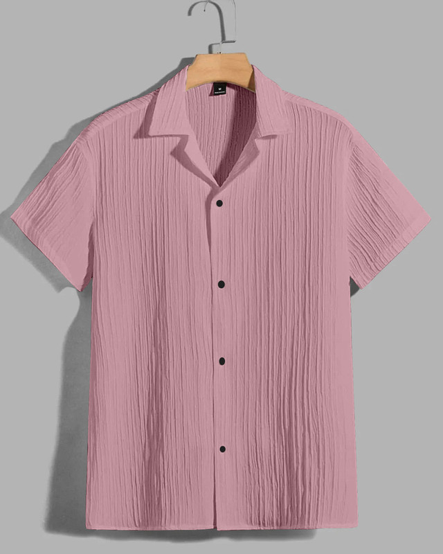 METRONAUT Men Self Design Casual Pink Shirt