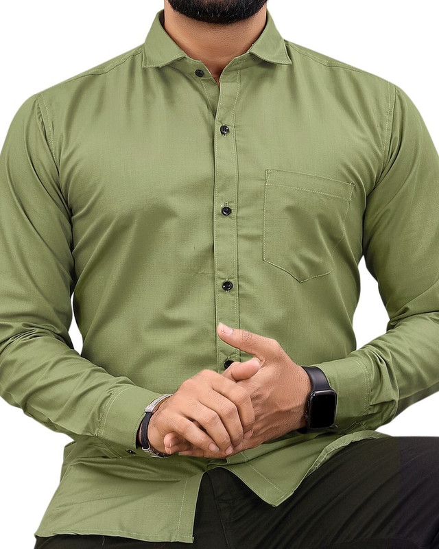 NIVICK Men Solid Formal Green Shirt