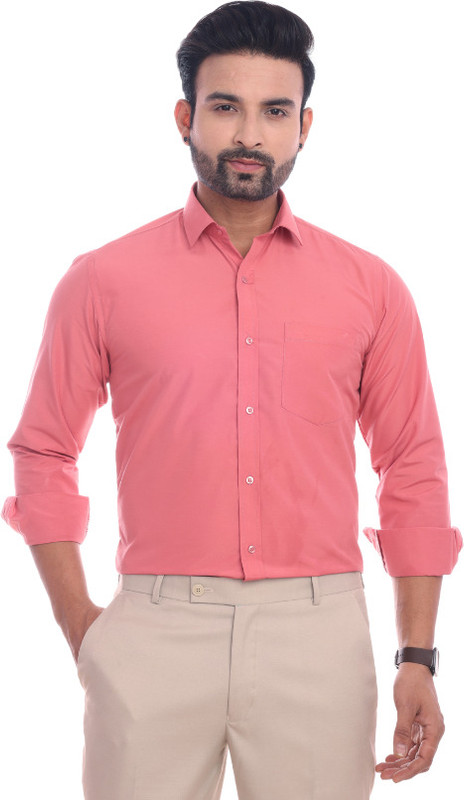 Colours 'n' Collars Men Solid Formal Pink Shirt
