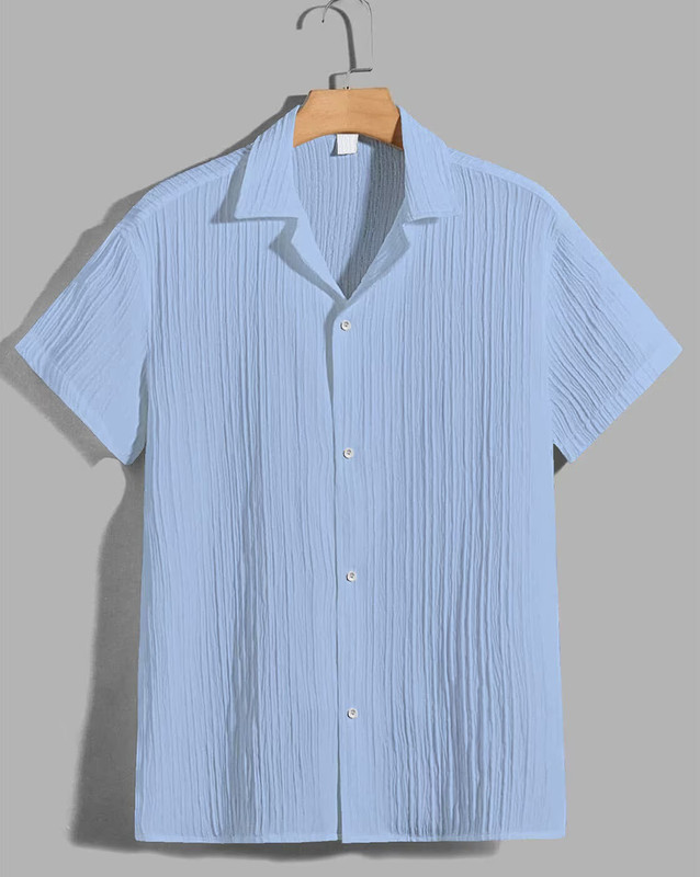 METRONAUT Men Self Design Casual Light Blue Shirt