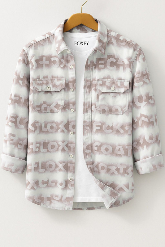 FOXEY Men Printed Casual Red Shirt