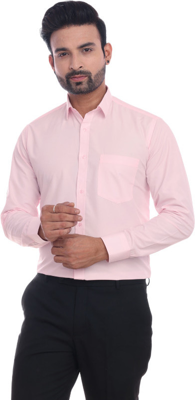Colours 'n' Collars Men Solid Formal Pink Shirt