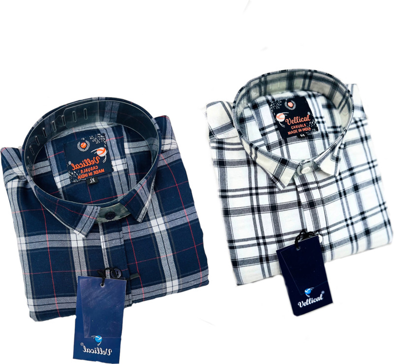 Vellical Men Checkered Casual Multicolor Shirt(Pack of 2)