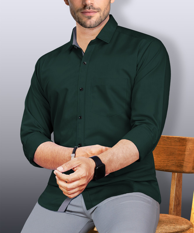 VeBNoR Men Solid Casual Dark Green Shirt - 72% off at DetectaDeal