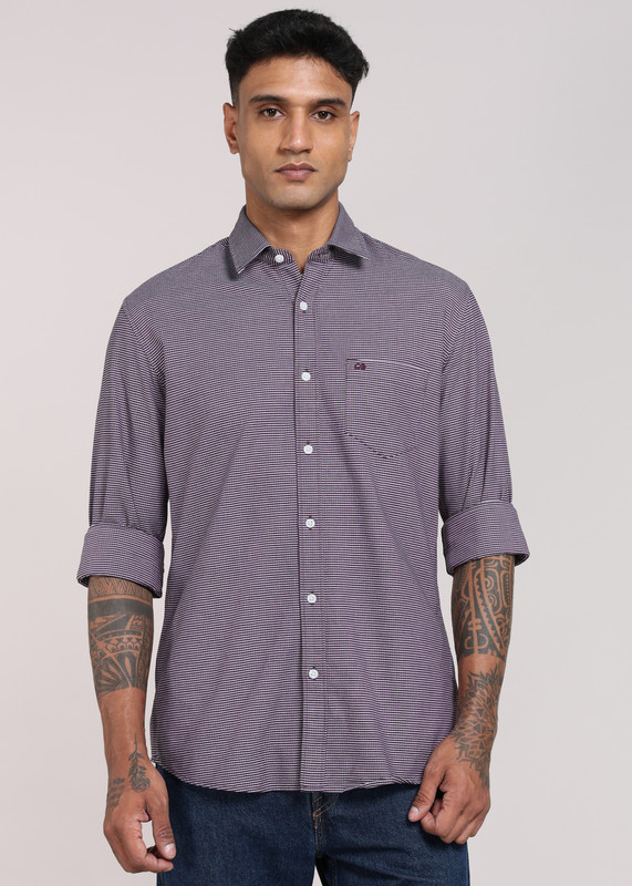 PETER ENGLAND Men Checkered Casual Pink Shirt