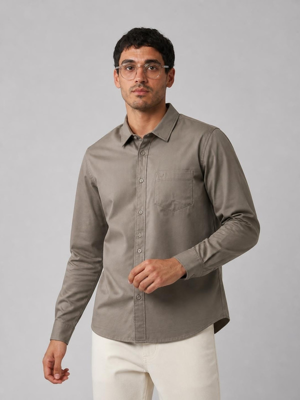 PETER ENGLAND Men Self Design Casual Grey Shirt