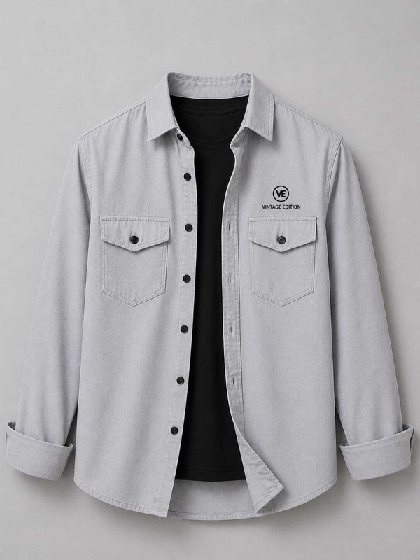garry richard Men Solid Casual Grey Shirt