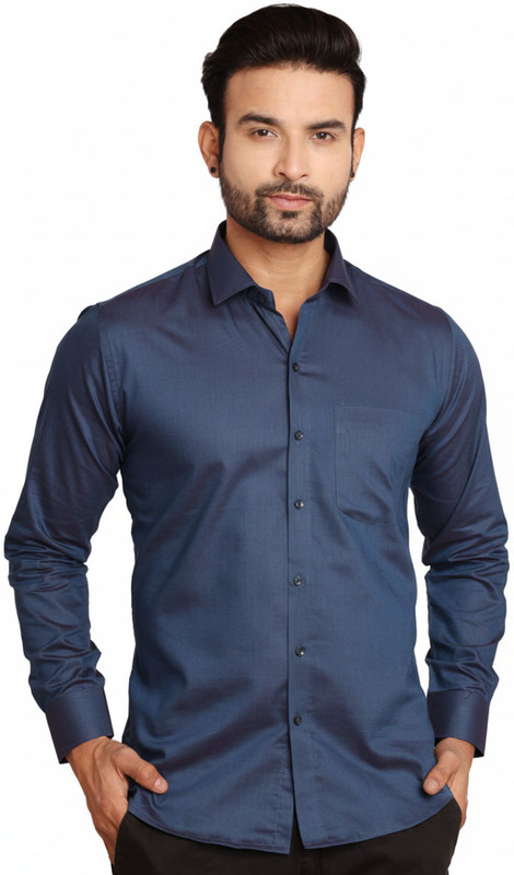 Colours 'n' Collars Men Solid Formal Dark Blue Shirt